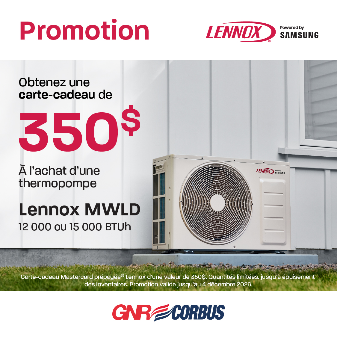 Carte remise 350$ Lennox